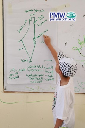 Kids drawing map of what he thinks is Palestine