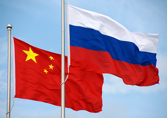 The flags of Russia and China