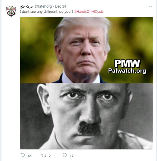 Fatah post: Trump and Hitler - no difference