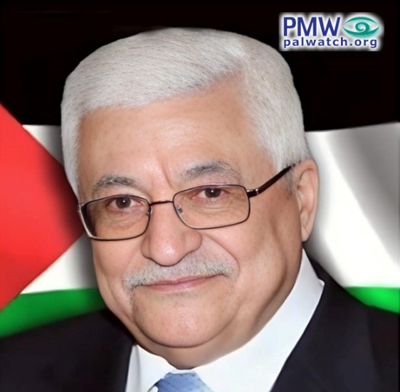 Abbas against background of Palestinian flag