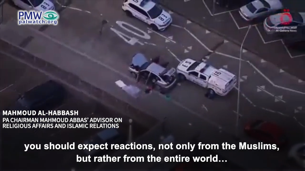 Image of the Bondi Beach massacre taking place while Al-Habbash speaks