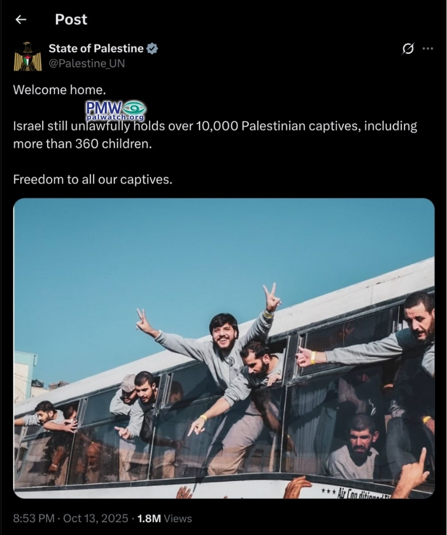 PA X (Twitter): Israel still unlawfully holds Palestinian terrorists