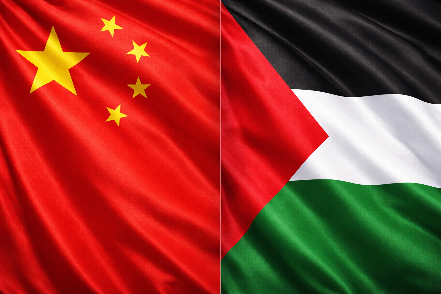 Image of Chinese and Palestinian flag